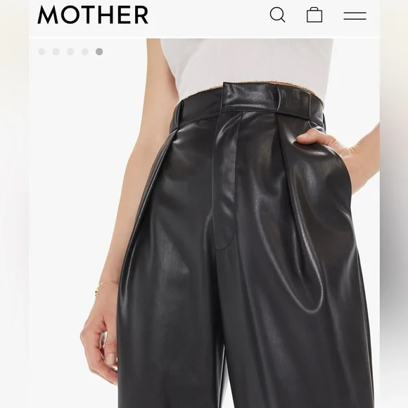 MOTHER Faux Leather High Waisted Tunnel Vision Pleated Prep Pants NWT sz29 - Picture 2 of 7
